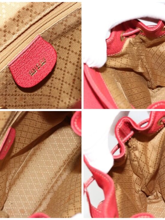 GUCCI Bamboo Backpack Suede Red Gold 003 1956 0030 Auth 179385 main image 13